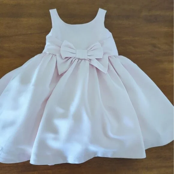 Janie and Jack girl's The Satin Gala Dress pink color Baby girls size  18-24M EUC